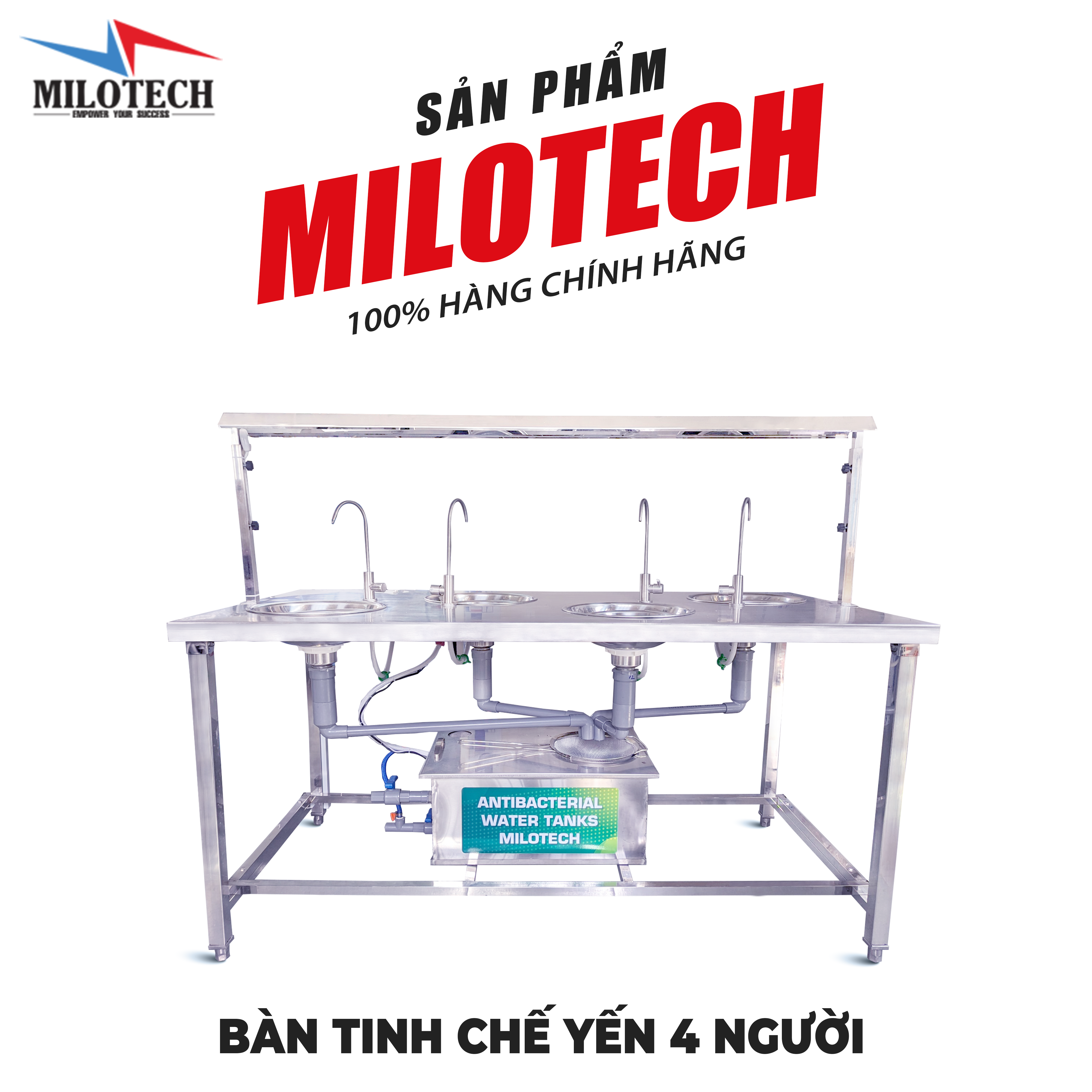 Bàn tinh chế yến 4 người công nghệ tuần hoàn nước Milotech