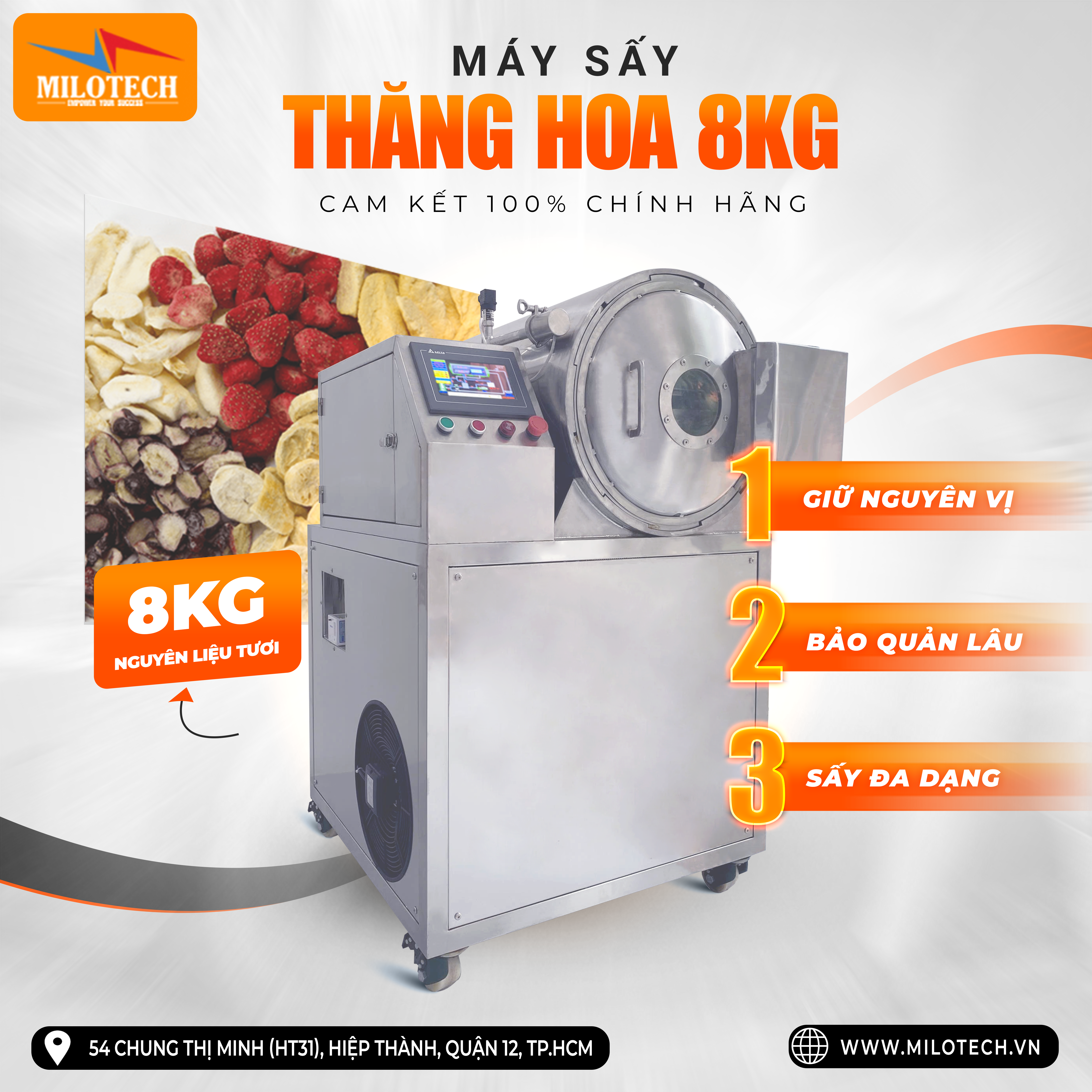 MÁY SẤY THĂNG HOA 8KG MILOTECH