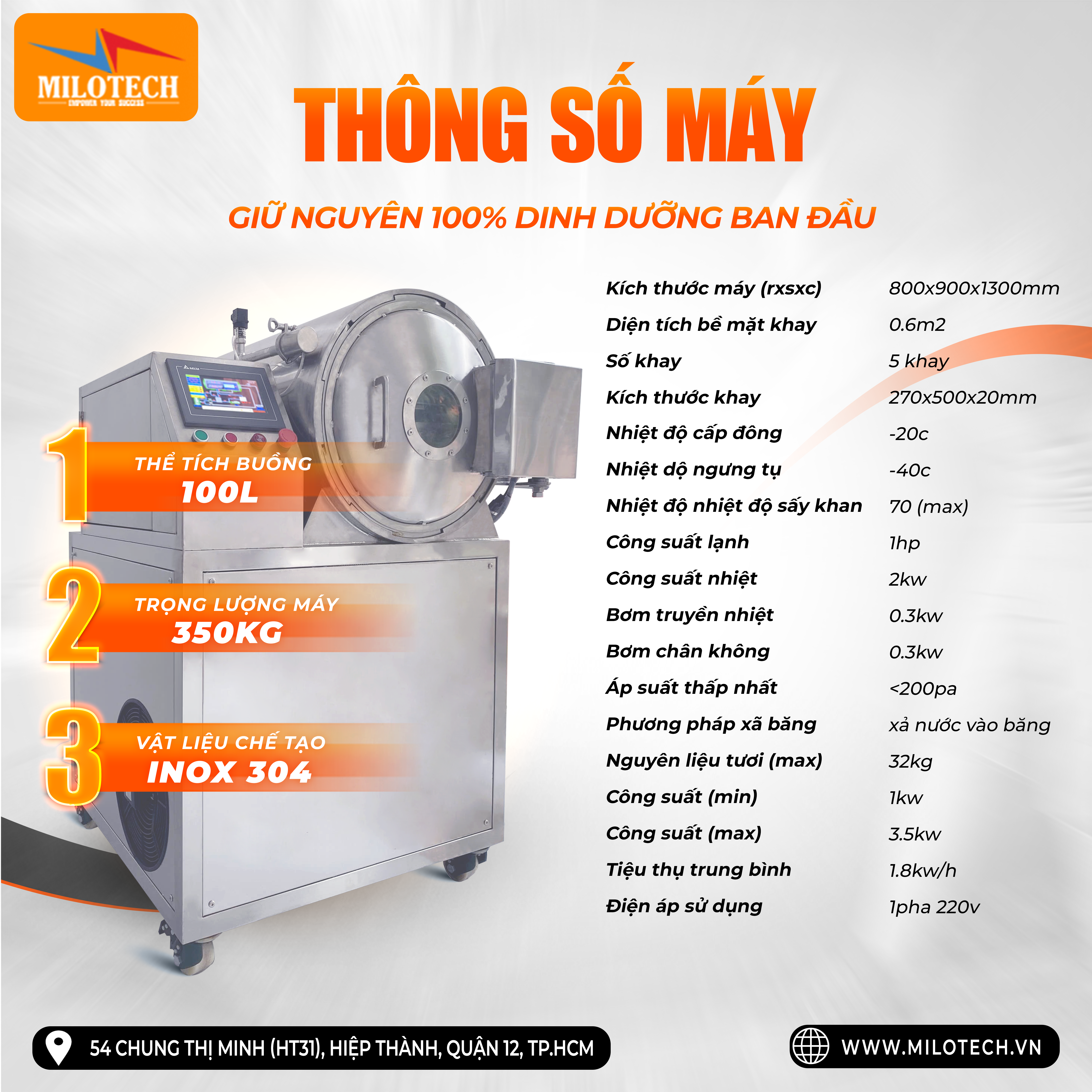 MÁY SẤY THĂNG HOA 8KG MILOTECH