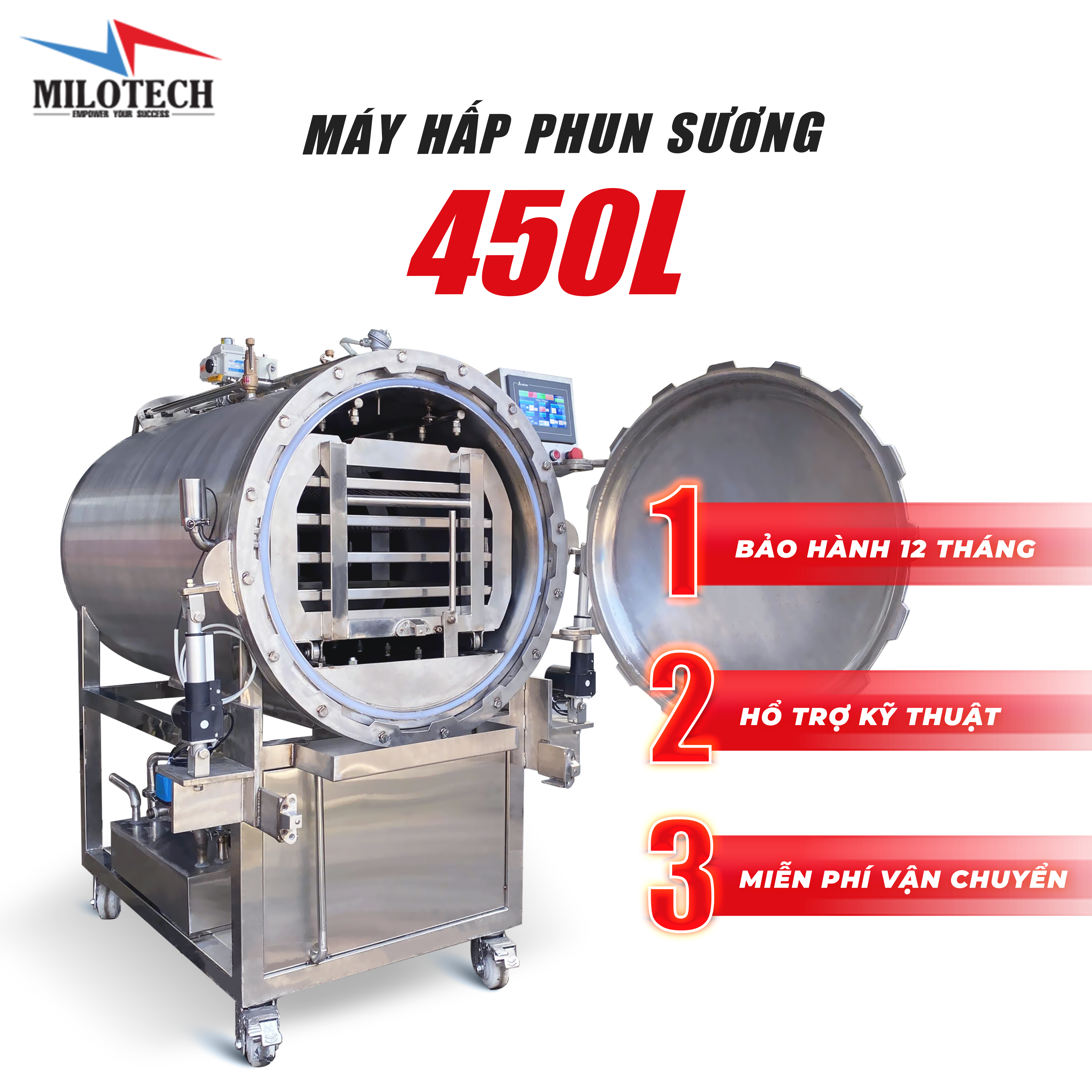 NỒI HẤP TIỆT TRÙNG 450L MILOTECH - CÓ PHUN SƯƠNG