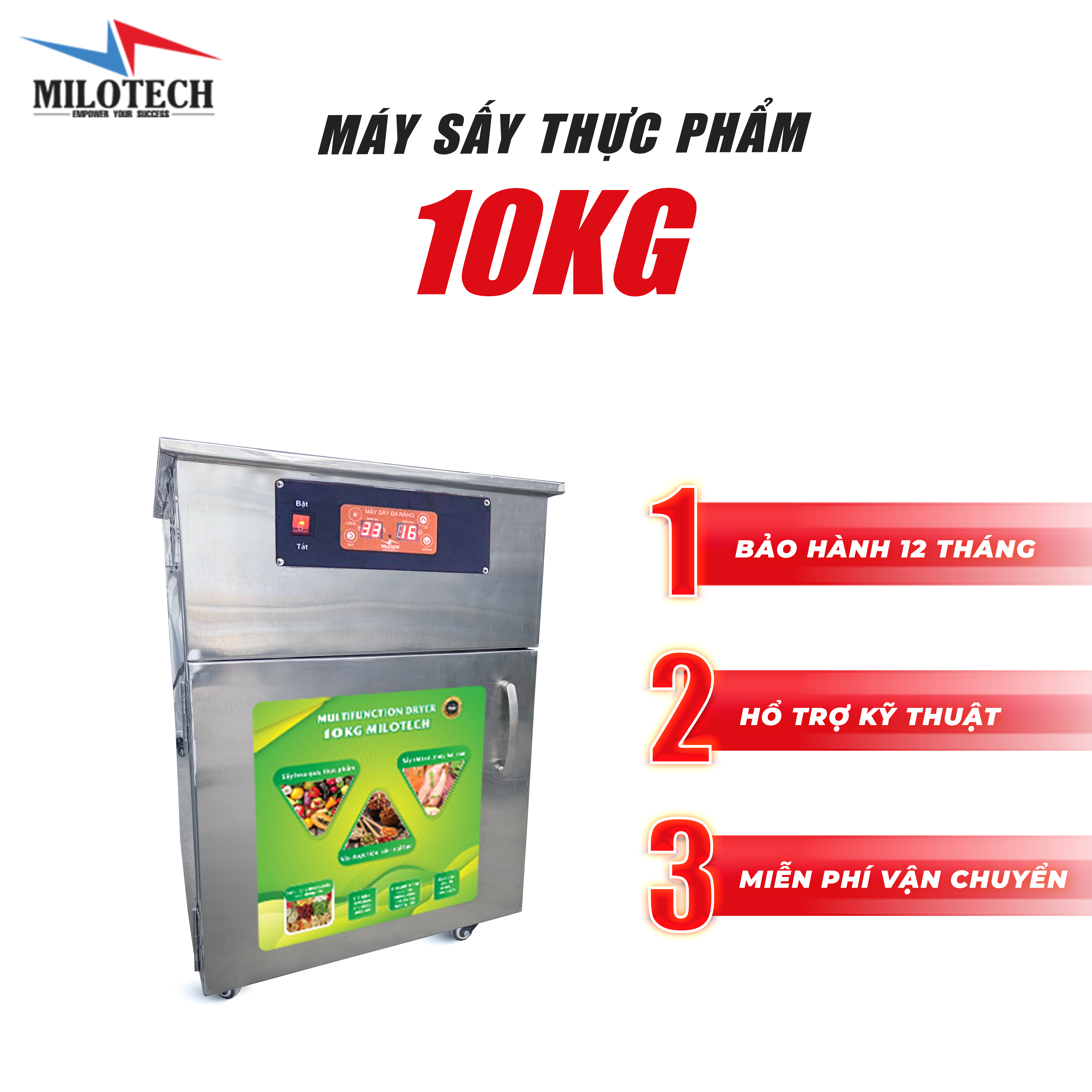MÁY SẤY THỰC PHẨM ĐA NĂNG 10KG NHIỆT ĐỘ CAO MILOTECH