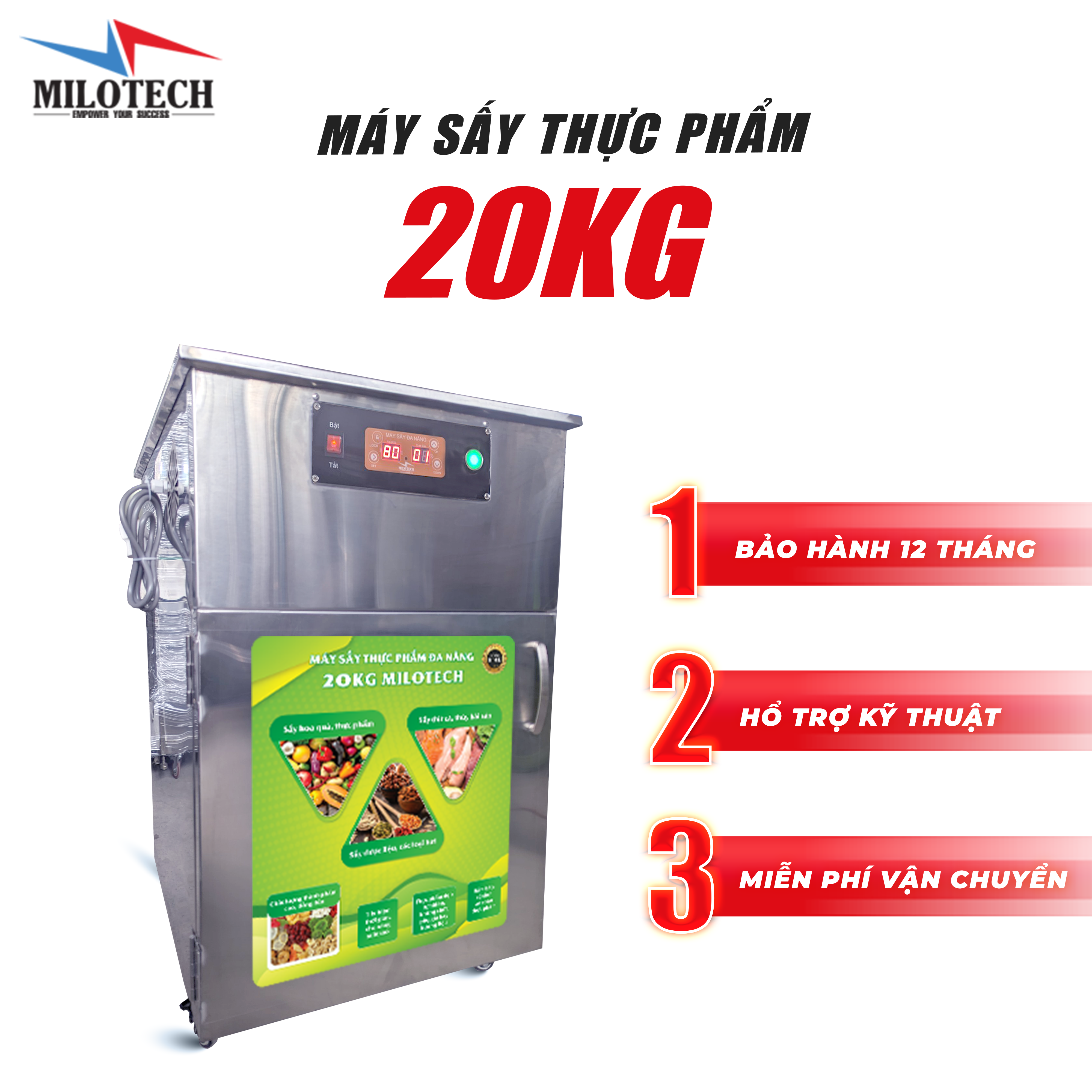 MÁY SẤY THỰC PHẨM ĐA NĂNG 20KG NHIỆT ĐỘ CAO MILOTECH