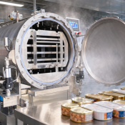 Máy hấp tiệt trùng phun sương 450L MILOTECH dùng cho hộp pate đóng gói