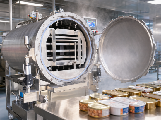 Máy Hấp Tiệt Trùng Phun Sương 450L MILOTECH cho hộp pate đóng gói