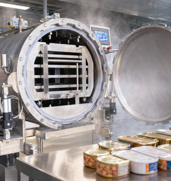 Máy Hấp Tiệt Trùng Phun Sương 450L MILOTECH cho hộp pate đóng gói