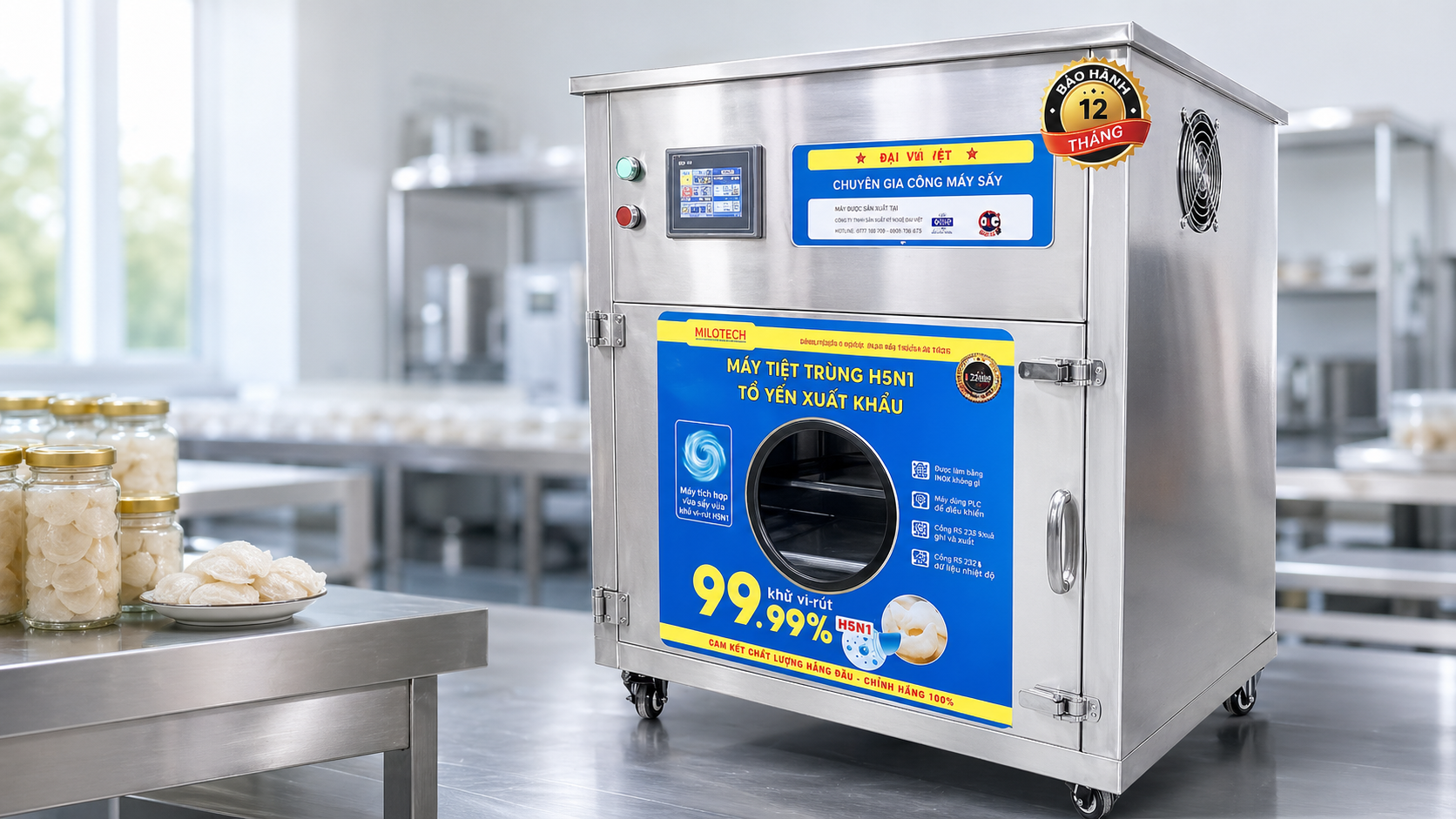 Máy tiệt trùng H5N1 tổ yến MILOTECH hỗ trợ kiểm soát vi sinh trong sản xuất yến sào