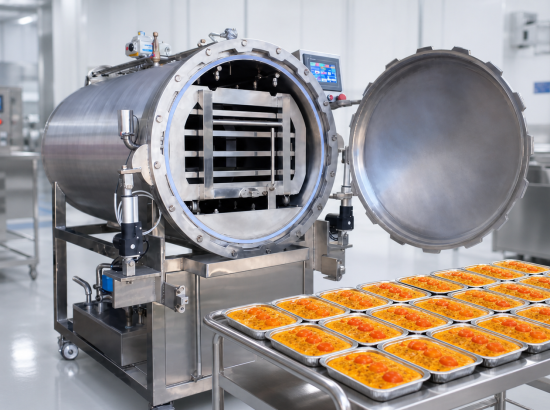 Máy hấp tiệt trùng phun sương 450L cho thực phẩm ăn liền