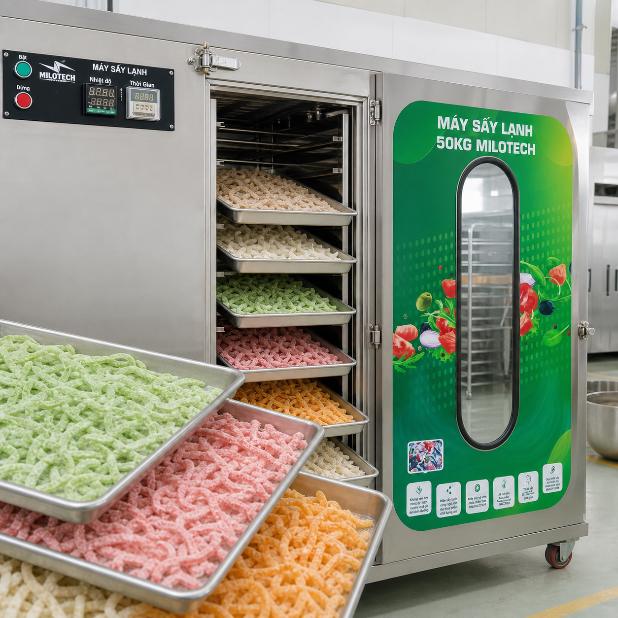 Máy sấy lạnh thực phẩm Milotech 50kg sấy mứt dừa - hình 2