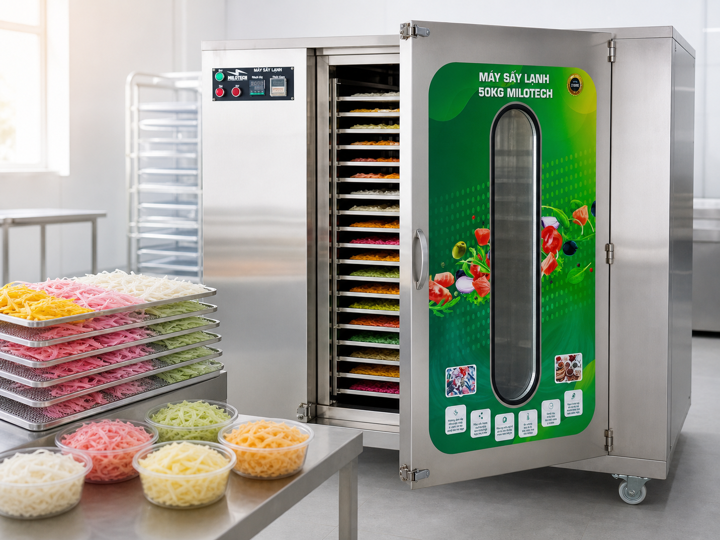 Máy sấy lạnh thực phẩm Milotech 50kg sấy mứt dừa - hình 3