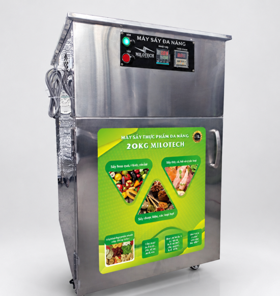 Máy Sấy Thực Phẩm Đa Năng Milotech 20kg – Giải Pháp Sấy Trái Cây, Nông Sản Và Thực Phẩm Chất Lượng