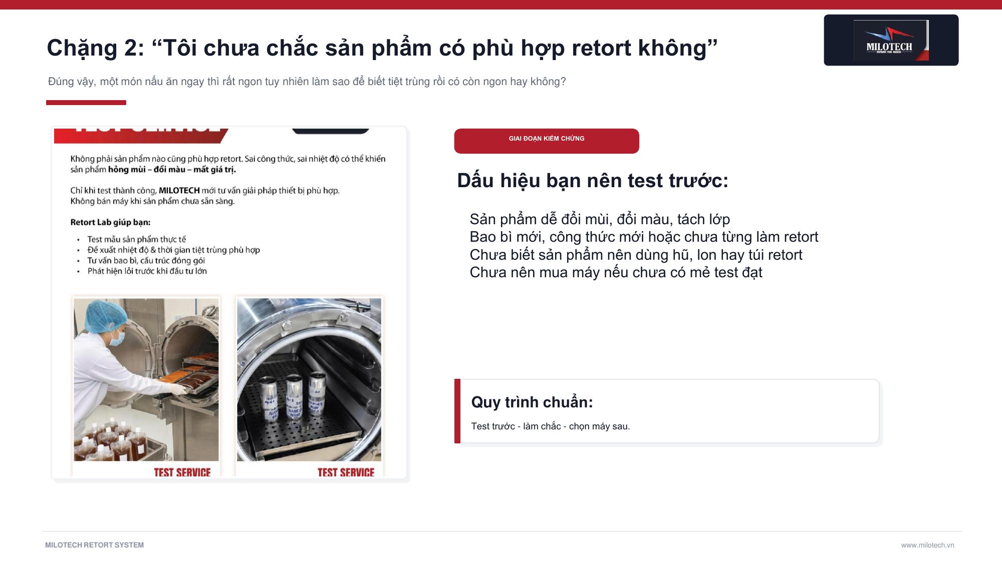 Dịch vụ test mẫu Retort Lab tại Milotech