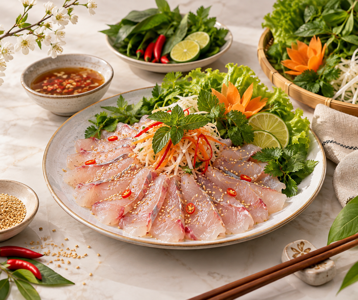 Hình ảnh minh họa gỏi cá kim yến tân mai