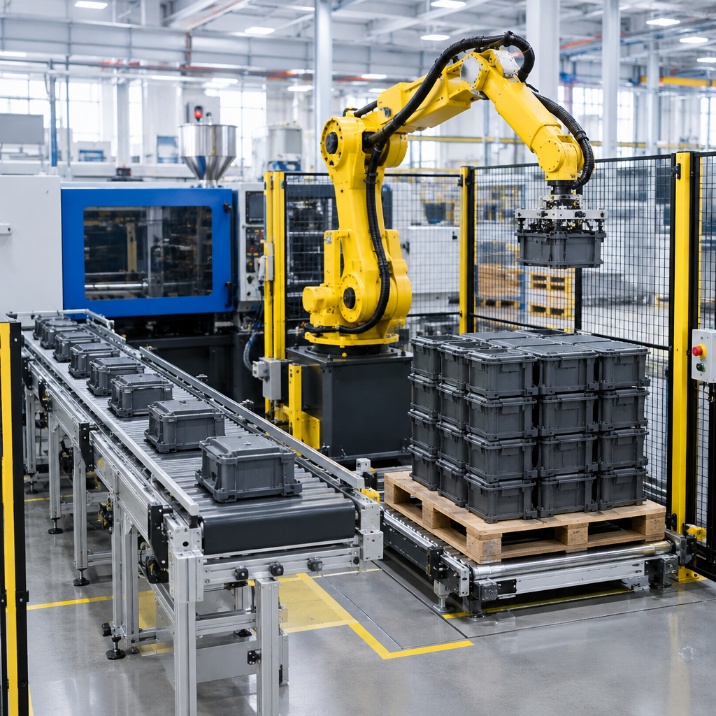 Tổng quan giải pháp - robot gắp sản phẩm máy ép nhựa