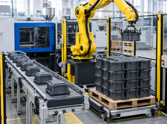 Robot gắp sản phẩm máy ép nhựa và tự động hóa công đoạn lấy phôi