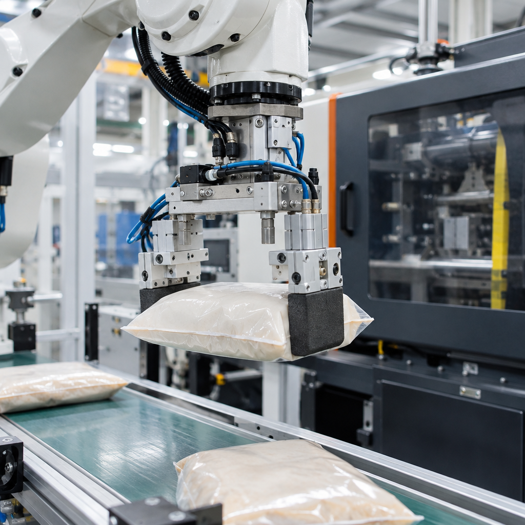 Chi tiết hệ thống - robot gắp sản phẩm máy ép nhựa
