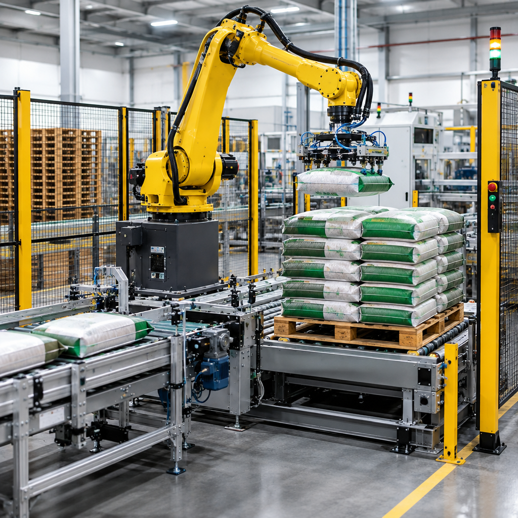 Tổng quan giải pháp - robot xếp bao cám tự động