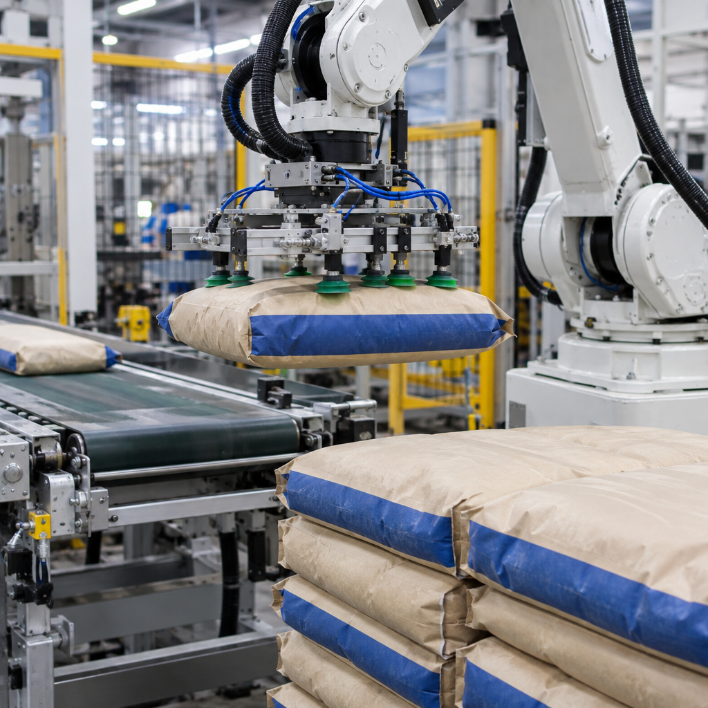 Chi tiết hệ thống - robot xếp bao cám tự động