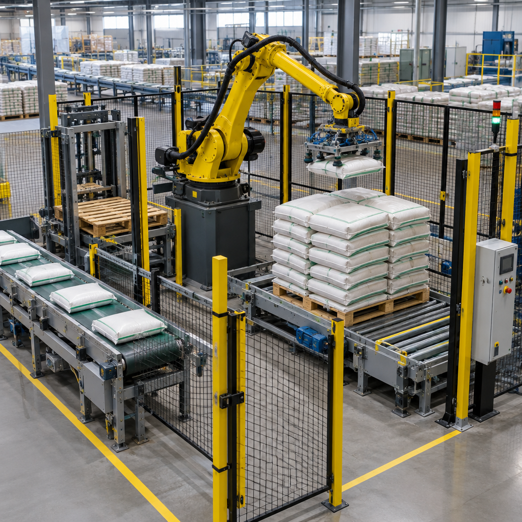 Ứng dụng thực tế - robot xếp bao cám tự động