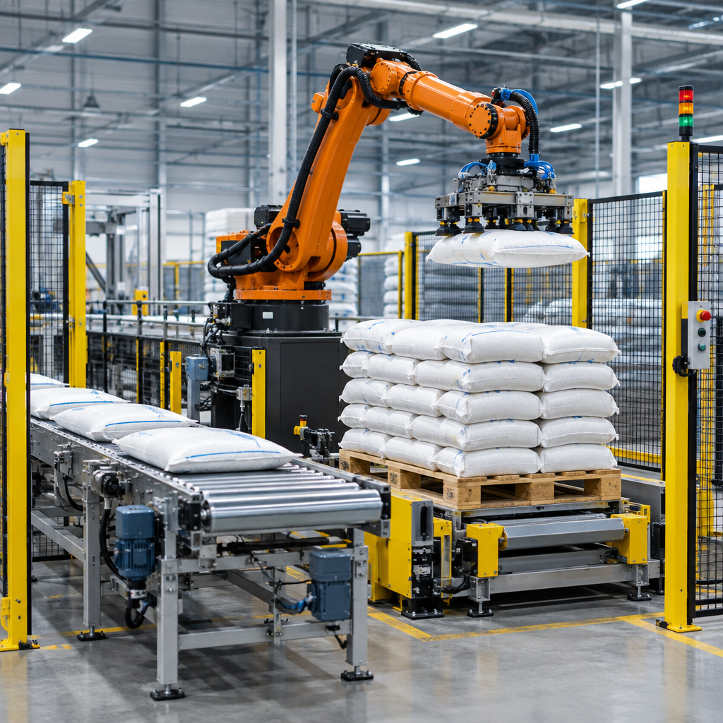 Tổng quan giải pháp - robot xếp bao gạo lên pallet