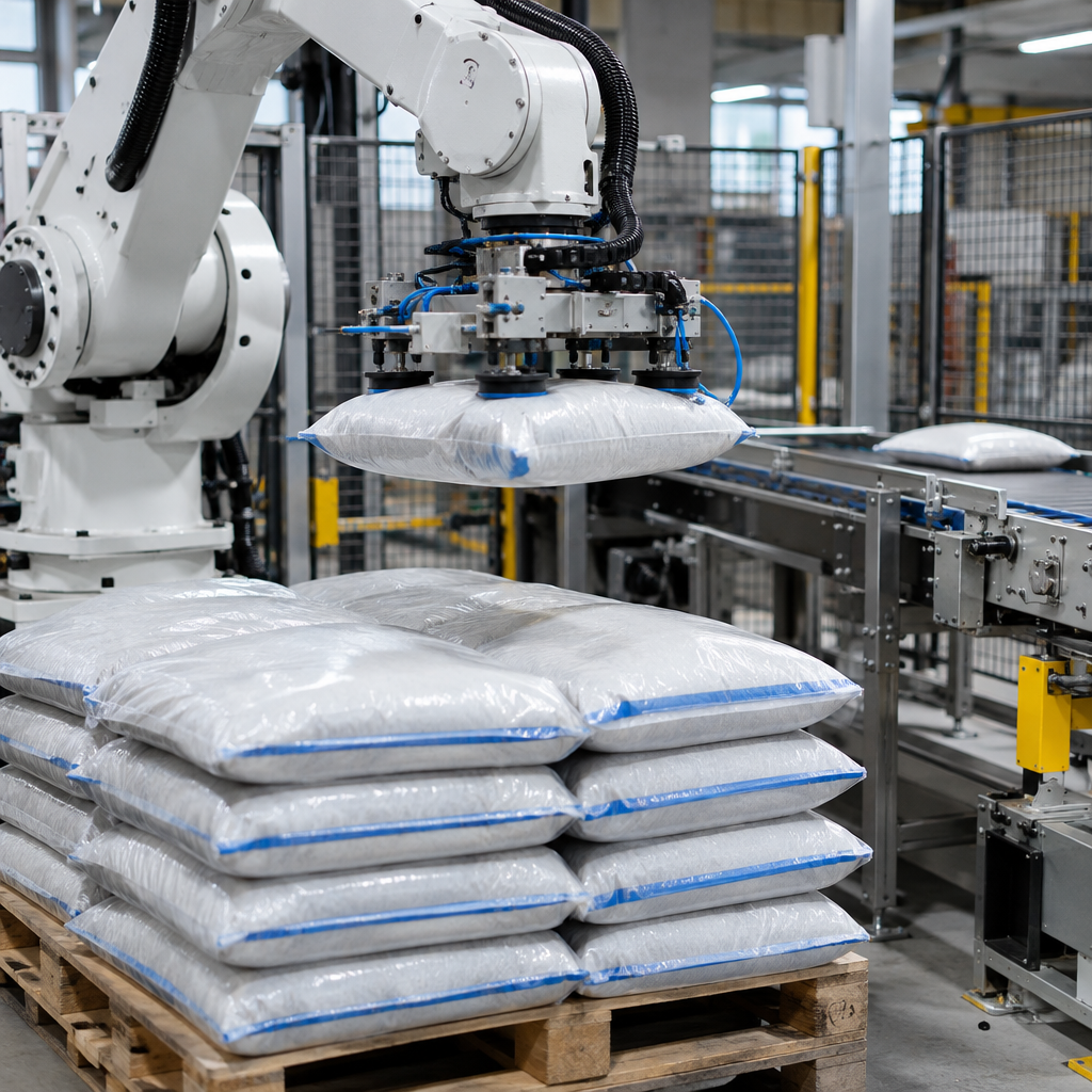 Chi tiết hệ thống - robot xếp bao gạo lên pallet