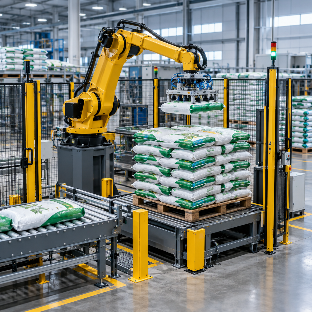 Tổng quan giải pháp - robot xếp bao phân bón tự động