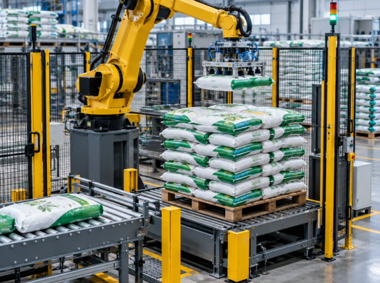 Robot xếp bao phân bón tự động cho nhà máy