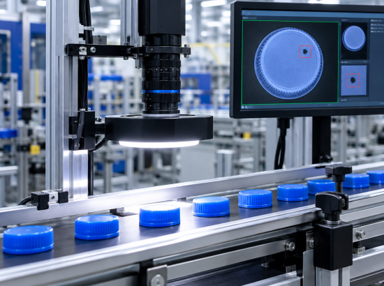 Camera AI Vision phát hiện đốm đen trên nắp nhựa