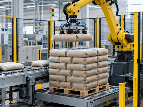 Robot gắp bao 20–50 kg cho xi măng, gạo và thức ăn chăn nuôi