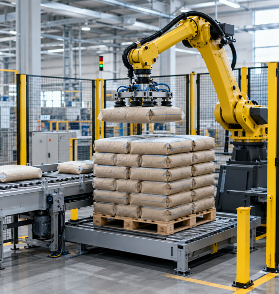 Robot gắp bao 20–50 kg cho xi măng, gạo và thức ăn chăn nuôi